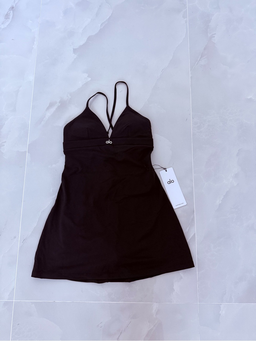 ALO Yoga Black Spaghetti-Strap Dress xs
